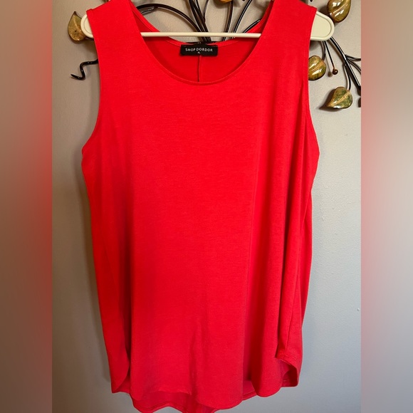 Deep coral color jersey tunic - Picture 1 of 3